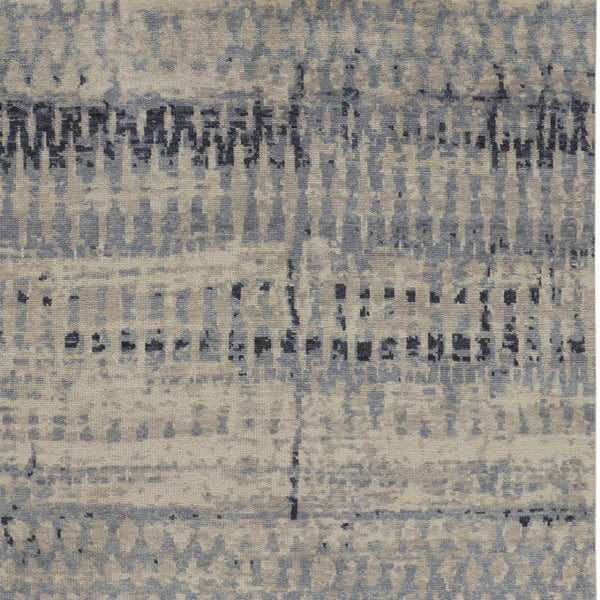HomeRoots 4' Hand-Knotted Gray Blue and Ivory Wool Abstract Area Rug – Durable, Stylish, Stain-Resistant Comfort 9' X 13' 567539