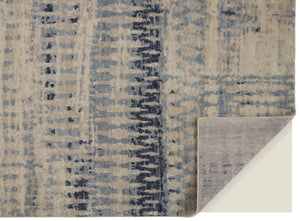 HomeRoots 4' Hand-Knotted Gray Blue and Ivory Wool Abstract Area Rug – Durable, Stylish, Stain-Resistant Comfort 12' X 15' 567541