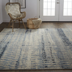 HomeRoots 4' Hand-Knotted Gray Blue and Ivory Wool Abstract Area Rug – Durable, Stylish, Stain-Resistant Comfort 12' X 15' 567541