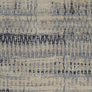 HomeRoots 4' Hand-Knotted Gray Blue and Ivory Wool Abstract Area Rug – Durable, Stylish, Stain-Resistant Comfort 12' X 15' 567541