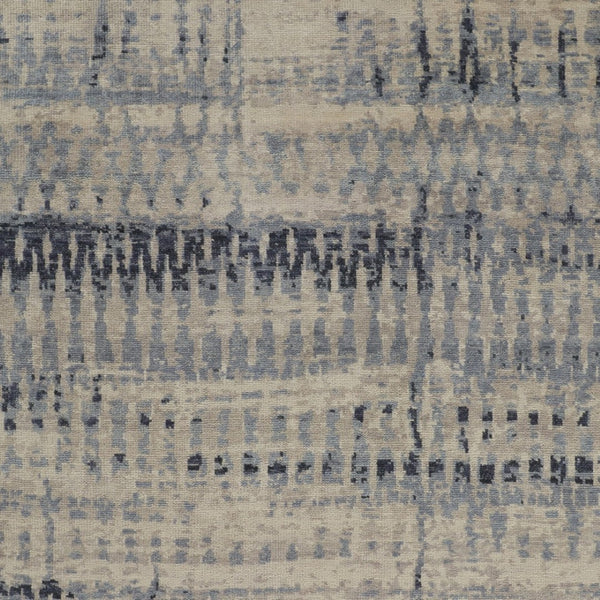 HomeRoots 4' Hand-Knotted Gray Blue and Ivory Wool Abstract Area Rug – Durable, Stylish, Stain-Resistant Comfort 12' X 15' 567541