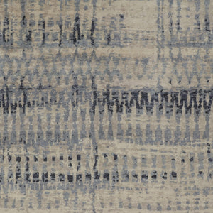 HomeRoots 4' Hand-Knotted Gray Blue and Ivory Wool Abstract Area Rug – Durable, Stylish, Stain-Resistant Comfort 2' X 3' 567542