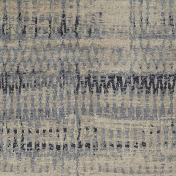 HomeRoots 4' Hand-Knotted Gray Blue and Ivory Wool Abstract Area Rug – Durable, Stylish, Stain-Resistant Comfort 2' X 3' 567542