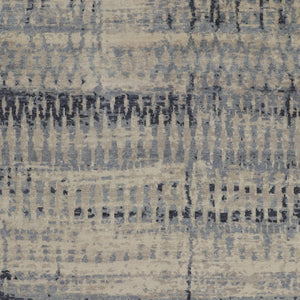 HomeRoots 4' Hand-Knotted Gray Blue and Ivory Wool Abstract Area Rug – Durable, Stylish, Stain-Resistant Comfort 2' X 3' 567542
