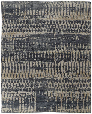 Homeroots 6' X 9' Blue Gray And Tan Wool Abstract Hand Knotted Area Rug Blue Wool 567544