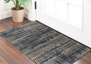 Homeroots 2' X 3' Blue Gray And Tan Wool Abstract Hand Knotted Area Rug Blue Wool 567549