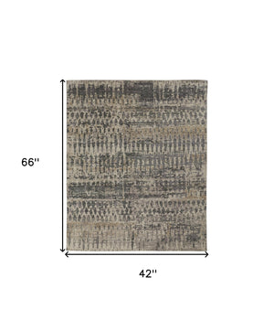 Homeroots 4' X 6' Gray Taupe And Ivory Wool Abstract Hand Knotted Area Rug Gray Wool 567550