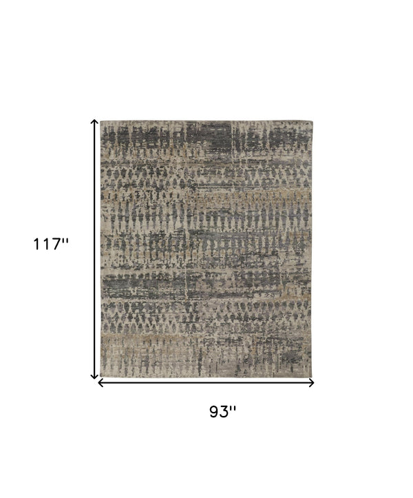 Homeroots 8' X 10' Gray Taupe And Ivory Wool Abstract Hand Knotted Area Rug Gray Wool 567552