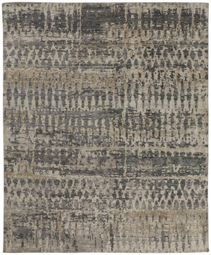 Homeroots 9' X 13' Gray Taupe And Ivory Wool Abstract Hand Knotted Area Rug Gray Wool 567553
