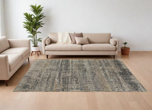 Homeroots 9' X 13' Gray Taupe And Ivory Wool Abstract Hand Knotted Area Rug Gray Wool 567553