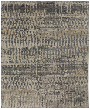 Homeroots 9' X 13' Gray Taupe And Ivory Wool Abstract Hand Knotted Area Rug Gray Wool 567553