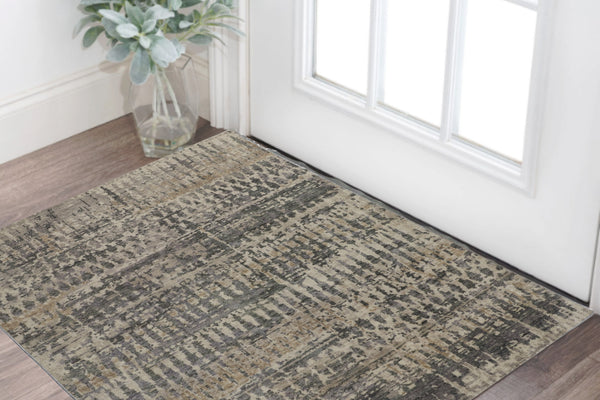 Homeroots 2' X 3' Gray Taupe And Ivory Wool Abstract Hand Knotted Area Rug Gray Wool 567555