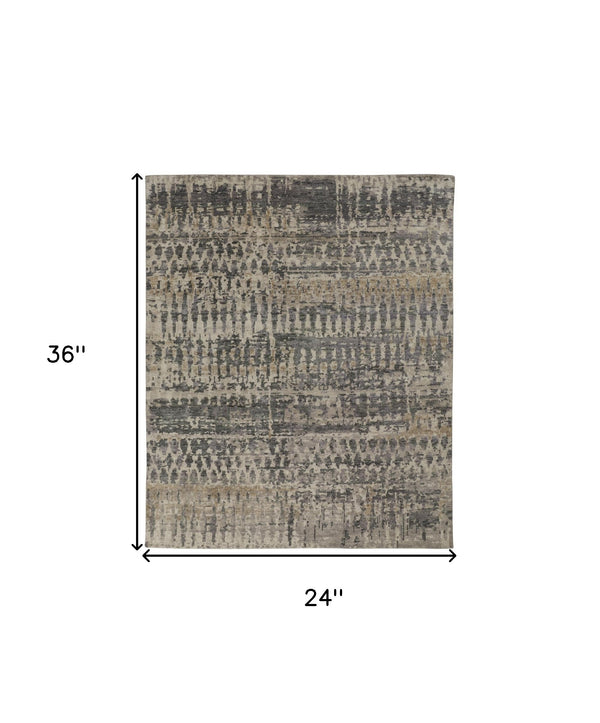 Homeroots 2' X 3' Gray Taupe And Ivory Wool Abstract Hand Knotted Area Rug Gray Wool 567555