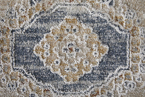 Homeroots 5' X 8' Ivory Taupe And Blue Oriental Power Loom Worn Faded Area Rug With Fringe Ivory Polyester 567571