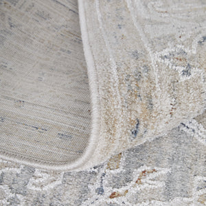 Homeroots 8' X 10' Ivory Taupe And Blue Oriental Power Loom Worn Faded Area Rug With Fringe Ivory Polyester 567573