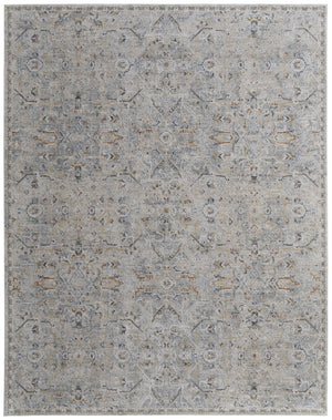 HomeRoots 5' Modern Abstract Ivory Tan and Blue Area Rug with Fringe – Durable, Stylish, and Easy Care 5' X 8' 567581