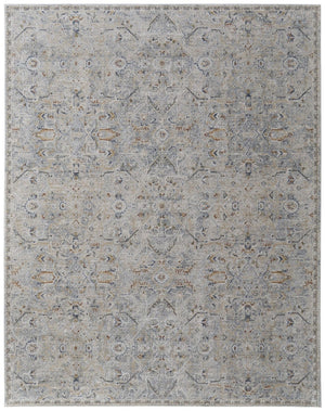 HomeRoots 5' Modern Abstract Ivory Tan and Blue Area Rug with Fringe – Durable, Stylish, and Easy Care 8' X 10' 567583