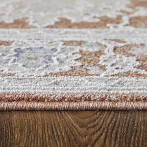 Homeroots 7' X 10' Red Blue And Ivory Floral Power Loom Worn Faded Area Rug With Fringe Red Polyester 567592
