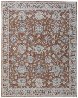 Homeroots 8' X 10' Red Blue And Ivory Floral Power Loom Worn Faded Area Rug With Fringe Red Polyester 567593
