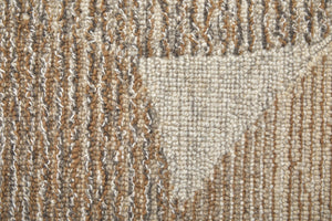 HomeRoots 4' X 6' Hand-Tufted Wool Area Rug in Brown, Tan & Ivory – Stain-Resistant, Artisan Crafted Design 567605