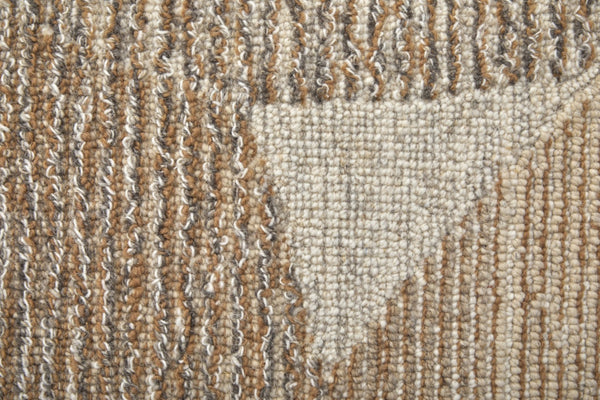 HomeRoots 4' X 6' Hand-Tufted Wool Area Rug in Brown, Tan & Ivory – Stain-Resistant, Artisan Crafted Design 567605