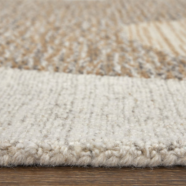 HomeRoots 5' Modern Abstract Hand-Tufted Wool Area Rug in Brown, Tan & Ivory – Soft & Durable for Family Spaces 567606