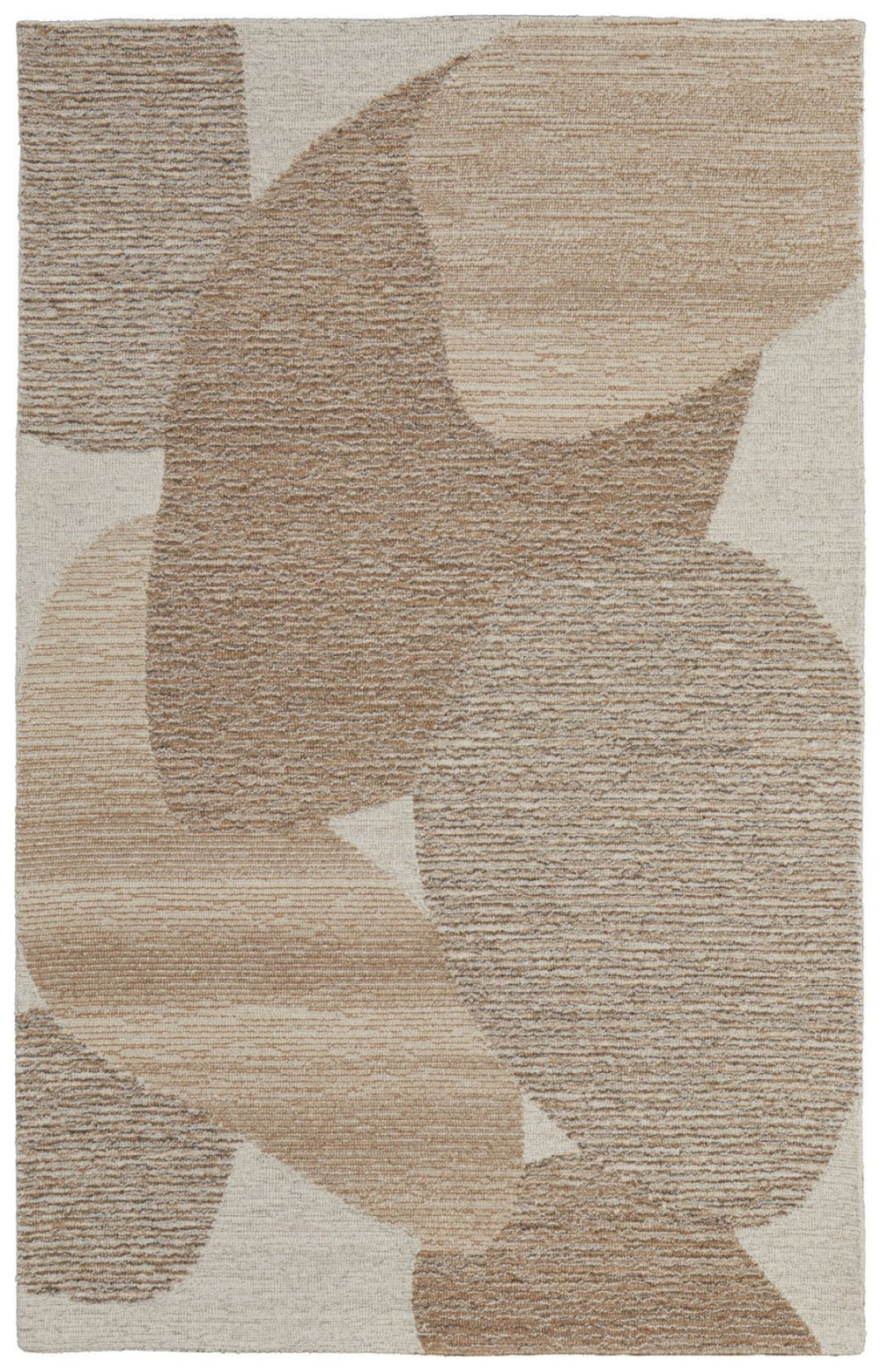 HomeRoots 5' Modern Abstract Hand-Tufted Wool Area Rug in Brown, Tan & Ivory – Soft & Durable for Family Spaces 567606