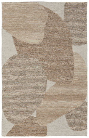 HomeRoots 5' Modern Abstract Hand-Tufted Wool Area Rug in Brown, Tan & Ivory – Soft & Durable for Family Spaces 567606