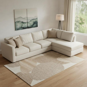 HomeRoots 8' Handcrafted Wool Area Rug in Modern Brown Tan and Ivory Abstract Design - Durable & Stylish Comfort 567607