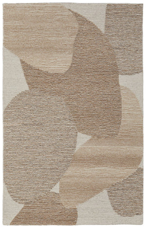 HomeRoots 9' X 12' Abstract Wool Area Rug – Hand-Tufted Brown, Tan & Ivory for Modern Homes, Stain-Resistant Style 567608
