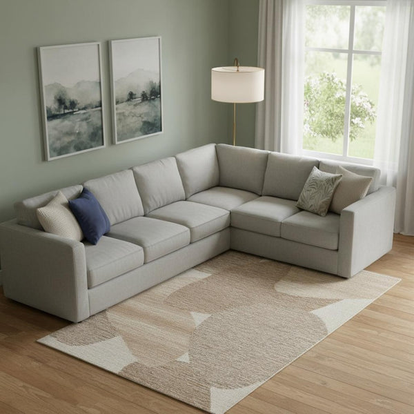 HomeRoots 9' X 12' Abstract Wool Area Rug – Hand-Tufted Brown, Tan & Ivory for Modern Homes, Stain-Resistant Style 567608