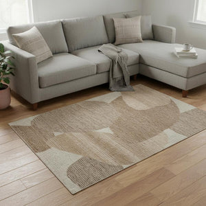 HomeRoots 10' Modern Abstract Hand-Tufted Wool Area Rug in Brown, Tan & Ivory – Durable & Stylish for Any Room 567609