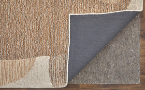 HomeRoots 12' Wool Area Rug - Hand-Tufted Abstract Design in Brown, Tan & Ivory for Modern Living Spaces 567610