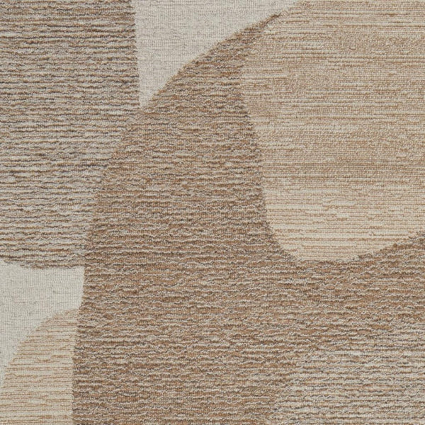 HomeRoots 12' Wool Area Rug - Hand-Tufted Abstract Design in Brown, Tan & Ivory for Modern Living Spaces 567610