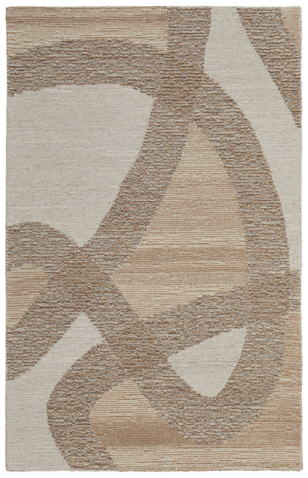 Homeroots 5' X 8' Brown Tan And Ivory Wool Abstract Hand Tufted Area Rug Brown Wool 567613