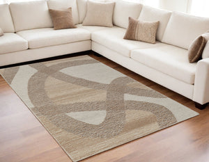 Homeroots 5' X 8' Brown Tan And Ivory Wool Abstract Hand Tufted Area Rug Brown Wool 567613