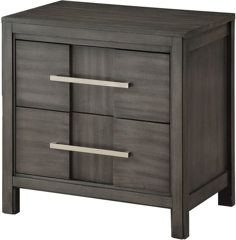 English Elm Beautiful Solid Wood Transitional Nightstand with Veneers, Contemporary Bedside Table, Sturdy 24" Height Gray 27 L x 19 W x 28 H B011P324379