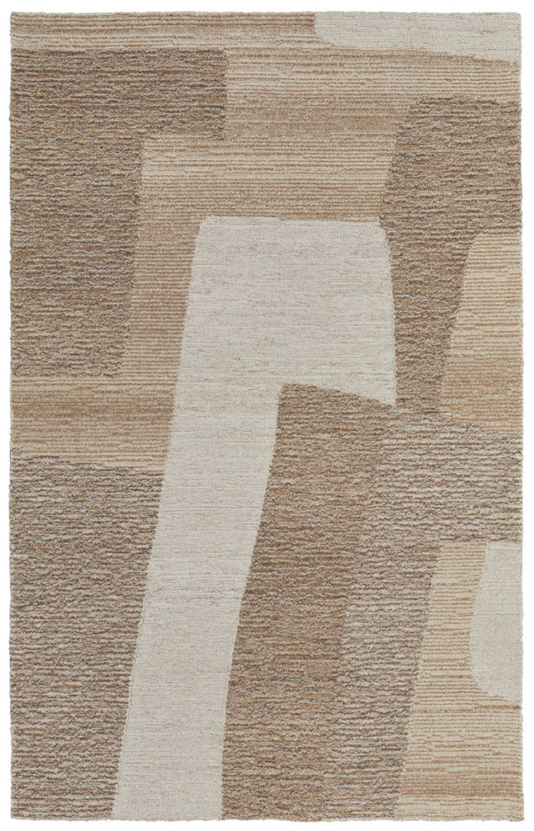 HomeRoots 4' Hand-Tufted Wool Area Rug in Abstract Brown, Tan & Ivory – Durable, Soft & Stylish for Any Space 5' X 8' 567620