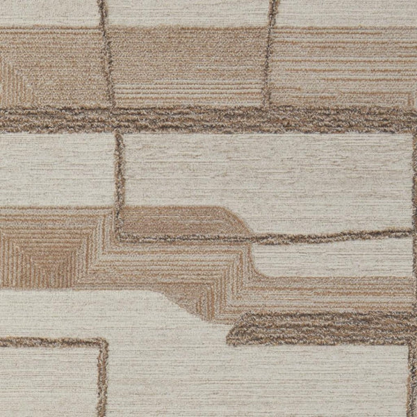 HomeRoots 4' X 6' Handcrafted Wool Geometric Area Rug in Brown, Tan & Ivory – Soft, Stain-Resistant Design! 567626
