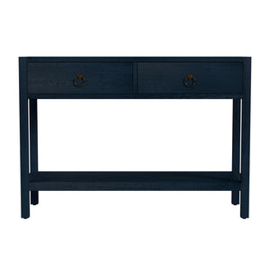 Butler Specialty Lark Rectangular Wood Console Table With Elegant Design, 2 Drawers And Open Shelf For Storage Navy Blue Mdf,Acacia Solids,Acacia Veneers 5676291-butler