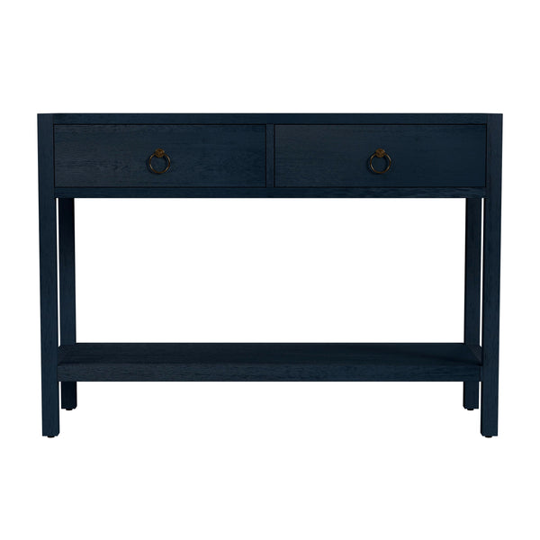 Butler Specialty Lark Rectangular Wood Console Table With Elegant Design, 2 Drawers And Open Shelf For Storage Navy Blue Mdf,Acacia Solids,Acacia Veneers 5676291-butler