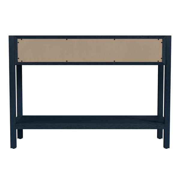 Butler Specialty Lark Rectangular Wood Console Table With Elegant Design, 2 Drawers And Open Shelf For Storage Navy Blue Mdf,Acacia Solids,Acacia Veneers 5676291-butler