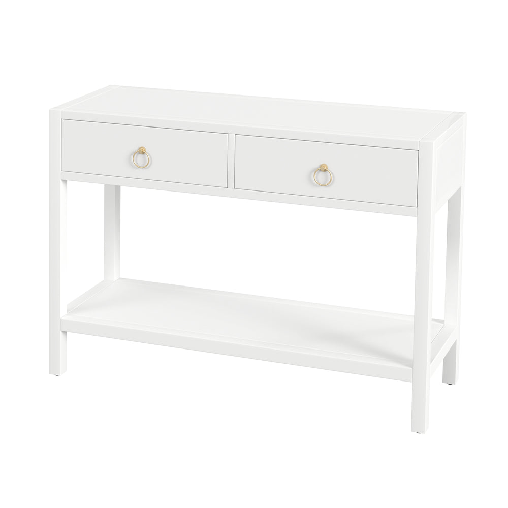 Butler Specialty Lark Elegant Rectangular Wood Console Table With 2 Drawers And Open Shelf For Stylish Storage White Mdf,Acacia Solids,Acacia Veneers 5676304-butler