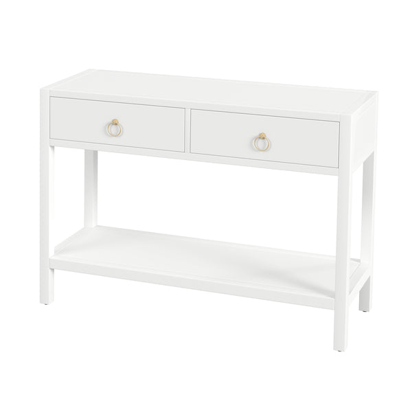 Butler Specialty Lark Elegant Rectangular Wood Console Table With 2 Drawers And Open Shelf For Stylish Storage White Mdf,Acacia Solids,Acacia Veneers 5676304-butler