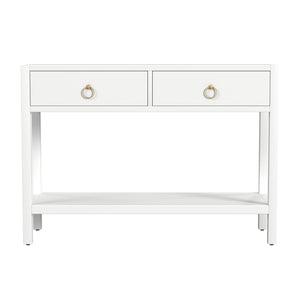 Butler Specialty Lark Elegant Rectangular Wood Console Table With 2 Drawers And Open Shelf For Stylish Storage White Mdf,Acacia Solids,Acacia Veneers 5676304-butler