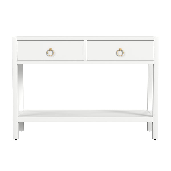 Butler Specialty Lark Elegant Rectangular Wood Console Table With 2 Drawers And Open Shelf For Stylish Storage White Mdf,Acacia Solids,Acacia Veneers 5676304-butler