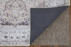HomeRoots 5' Elegant Gray Tan and Ivory Oriental Power Loomed Area Rug - Vintage-Inspired, Washable Design 5' X 8' 567634