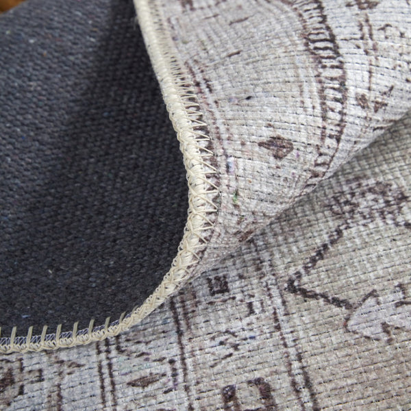 HomeRoots 5' Elegant Gray Tan and Ivory Oriental Power Loomed Area Rug - Vintage-Inspired, Washable Design 8' X 10' 567635