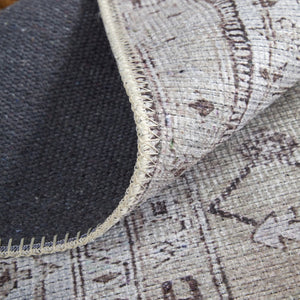 HomeRoots 5' Elegant Gray Tan and Ivory Oriental Power Loomed Area Rug - Vintage-Inspired, Washable Design 9' X 12' 567636
