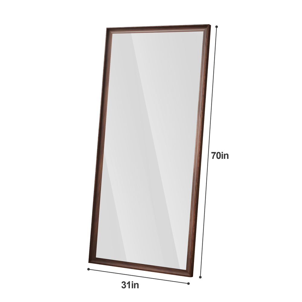 English Elm 70*32 Full-Body Floor Mirror with Faux Wood Frame, Anti-Oxidation Durable Design for Home & Retail W2709P329048